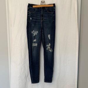 American Eagle Outfitters Dark Blue Distressed Skinny Jeans